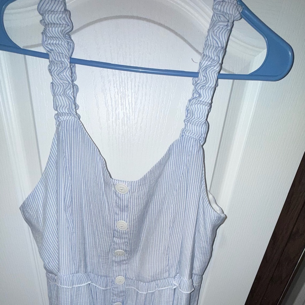 Striped Blue and White Button-Down Dress